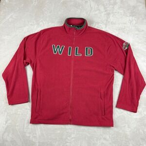 Minnesota Wild Jacket Mens XL Red Old Time Hockey NHL Fleece Full Zip Sweater